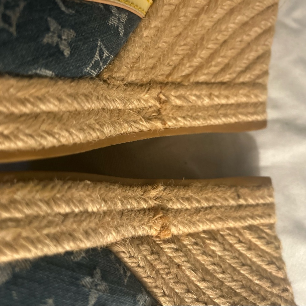 Louis Vuitton Monogram Denim Bow Espadrille Wedges - Picture 6 of 11